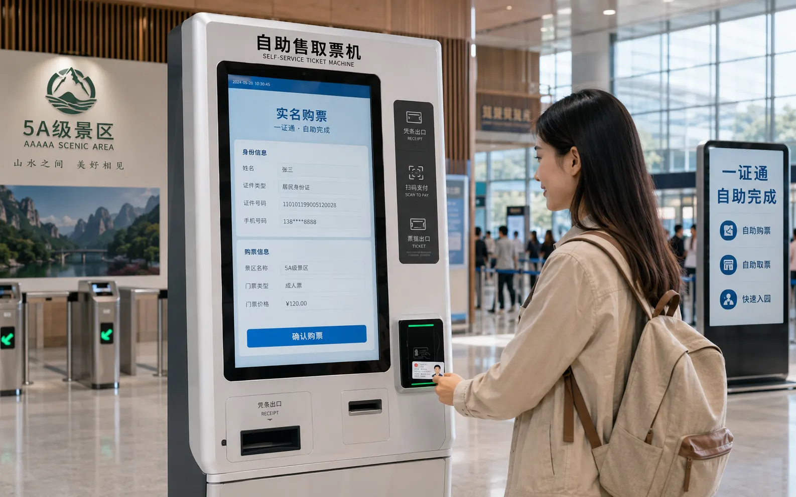景区嵌入式身份证IC卡阅读器应用场景：酒店前台实名制登记终端场景
