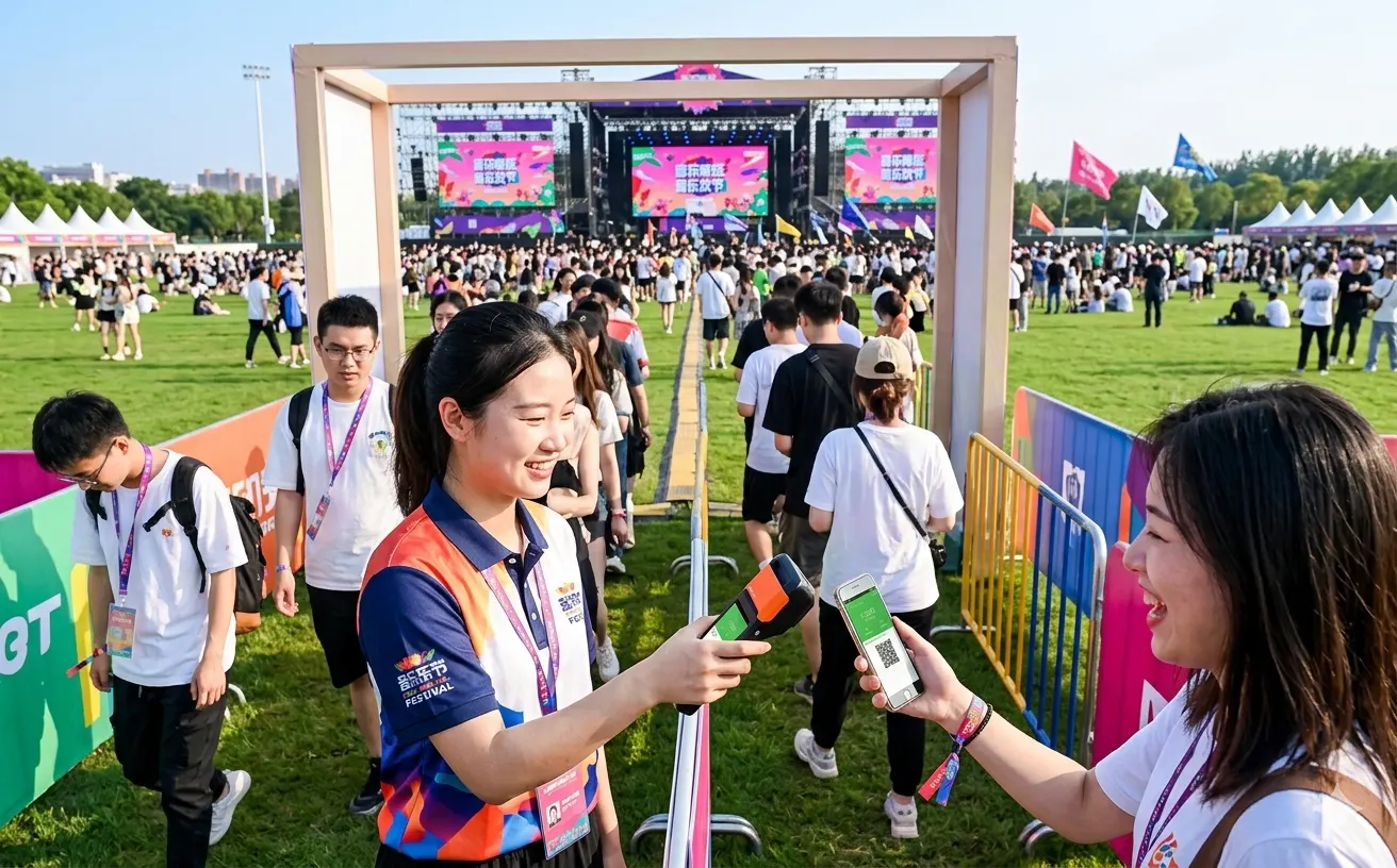 景区移动手持检票机应用场景：户外音乐节入场核验场景