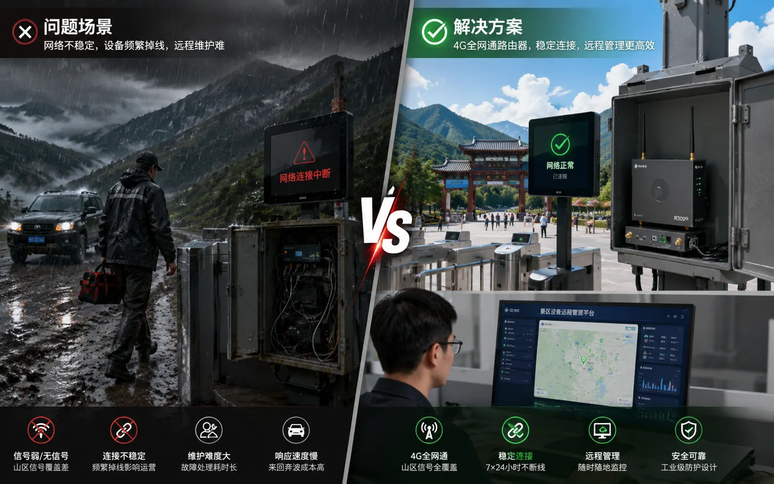 景区4G无线路由器痛点解决