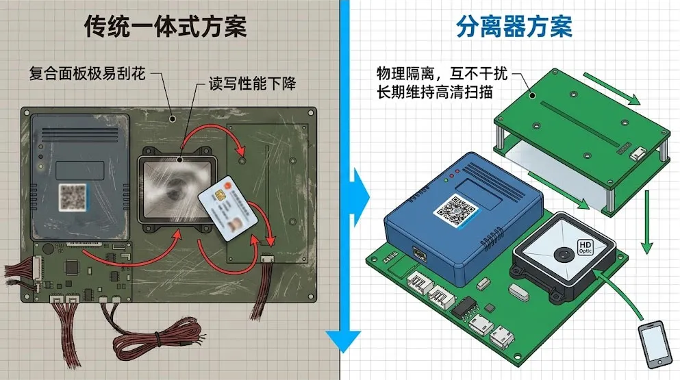 景区身份证二维码分离器读卡器痛点解决