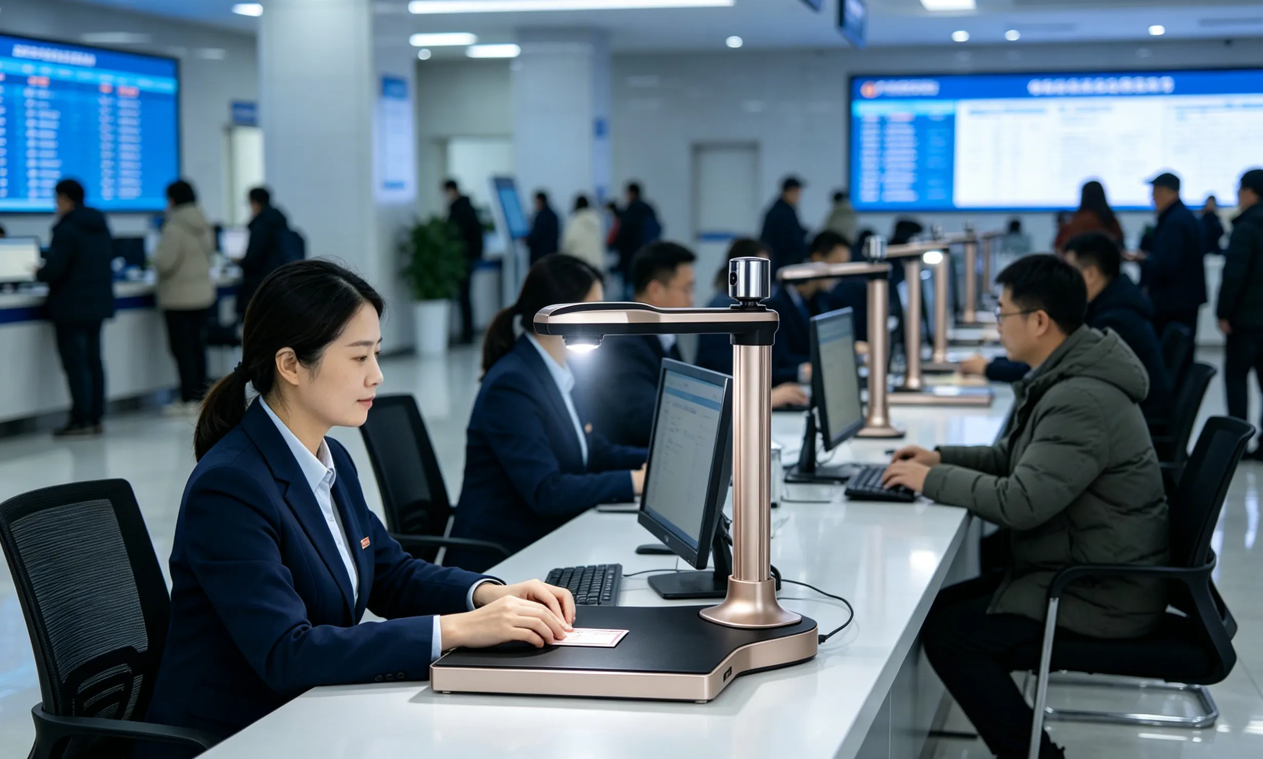 景区高拍仪应用场景：政务大厅社保窗口无纸化改造场景