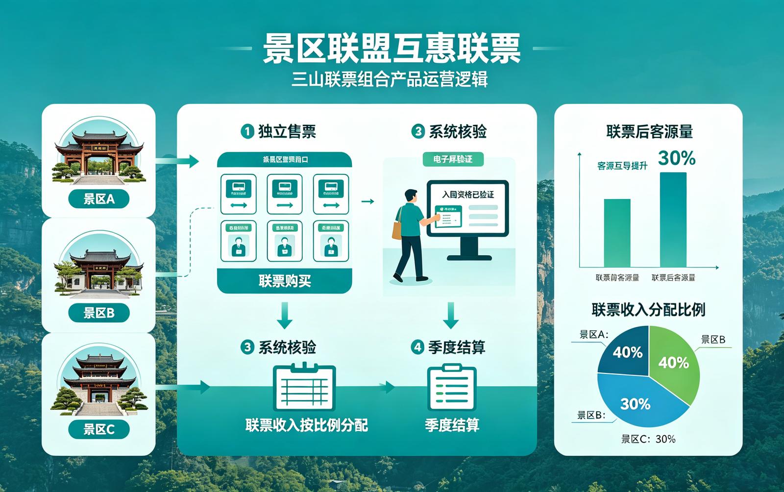 景区跨景区联票组合应用场景：联盟互惠联票