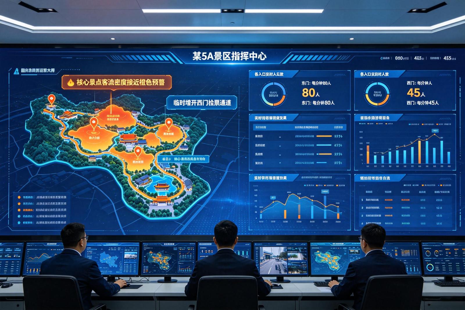 景区数据大屏应用场景：指挥中心实时调度