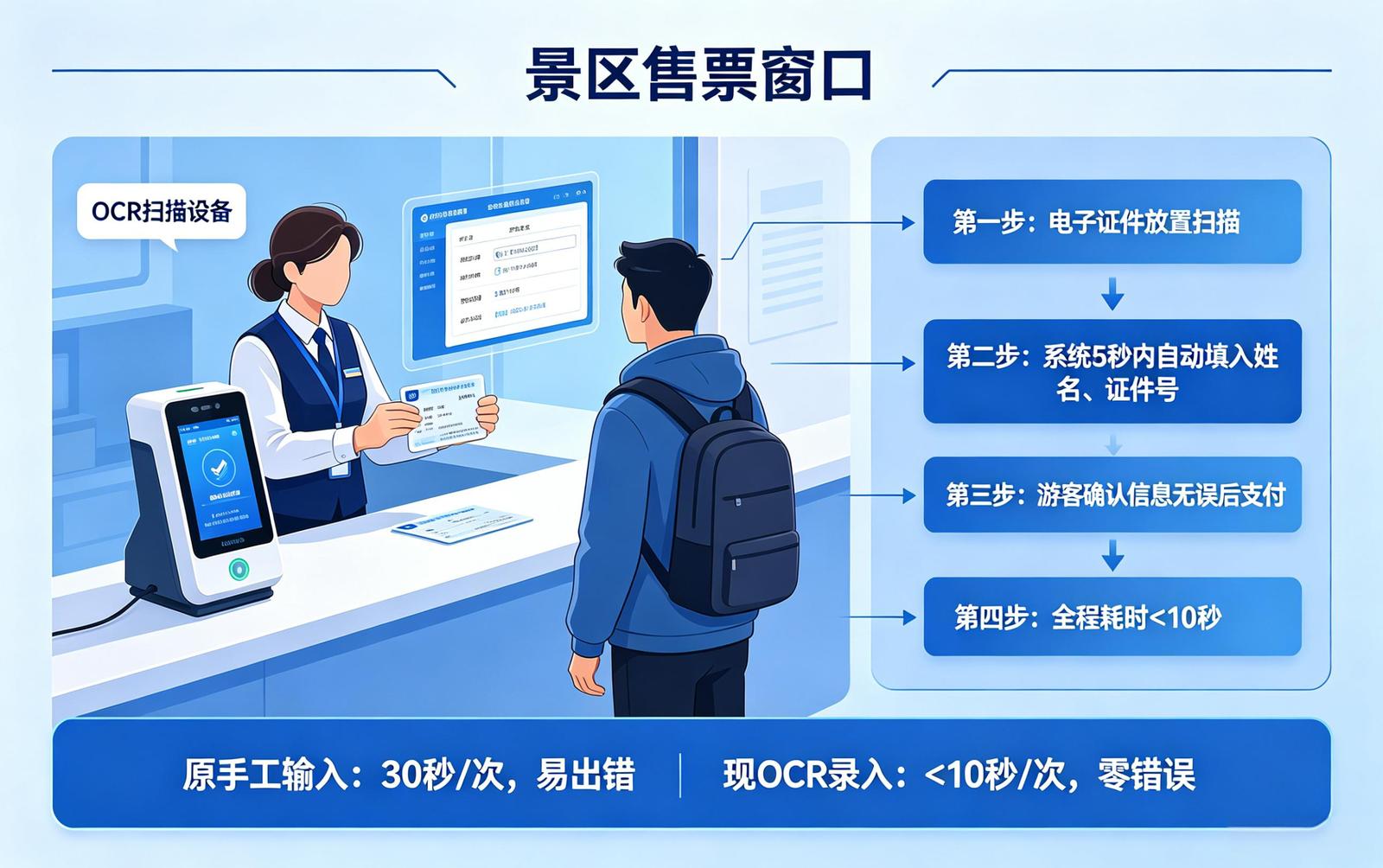 景区OCR识别应用场景：窗口实名购票快速录入