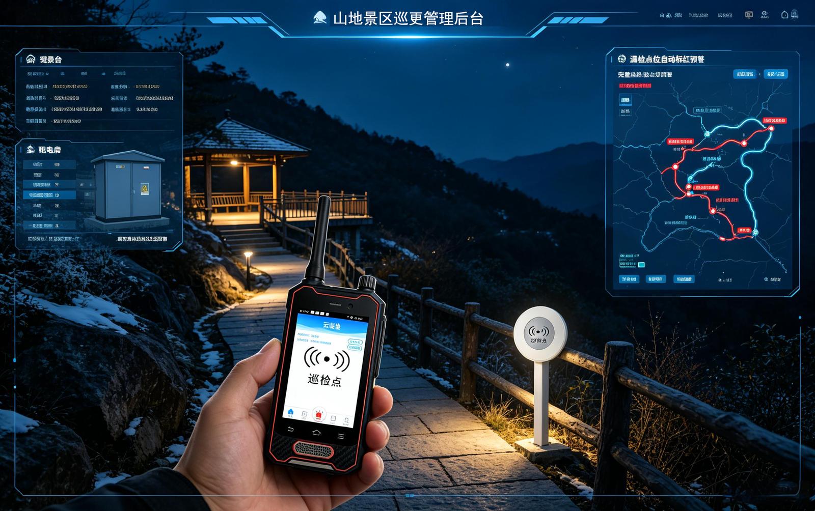 景区巡更点应用场景：山地夜间巡检