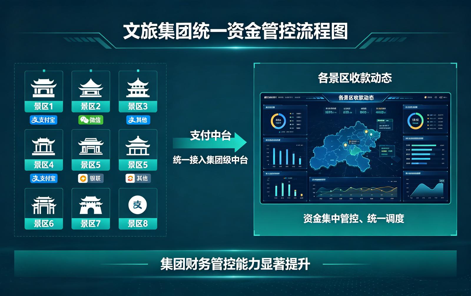 景区支付中台应用场景：文旅集团统一资金管控