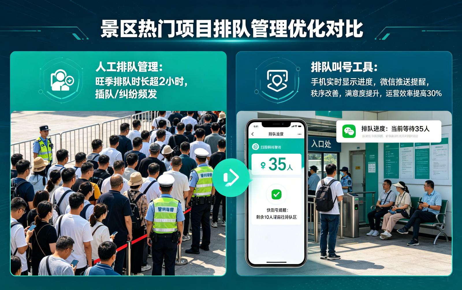景区排队叫号码应用场景：热门项目排队管理