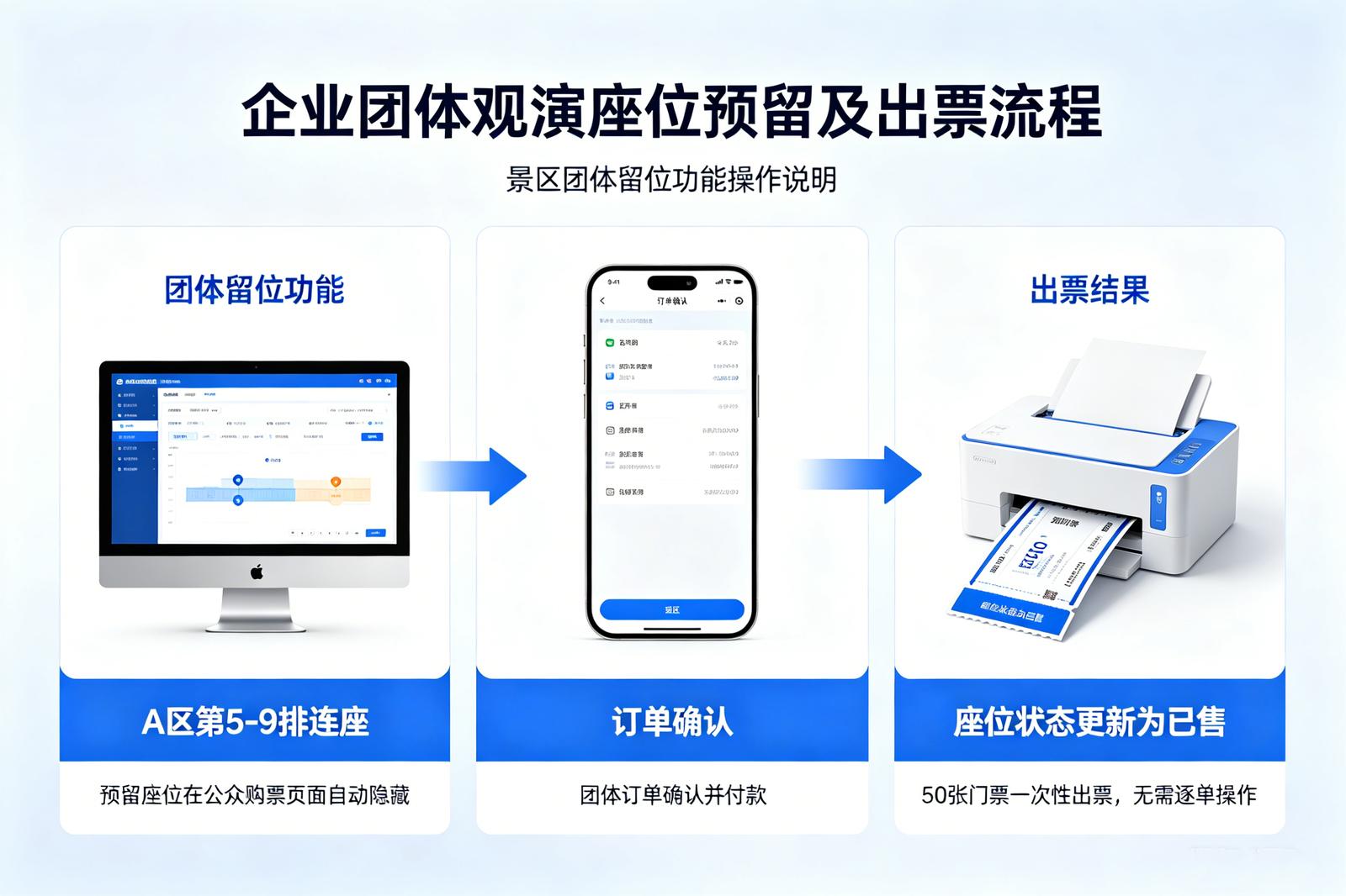 景区在线选座系统应用场景：团体客户批量留位