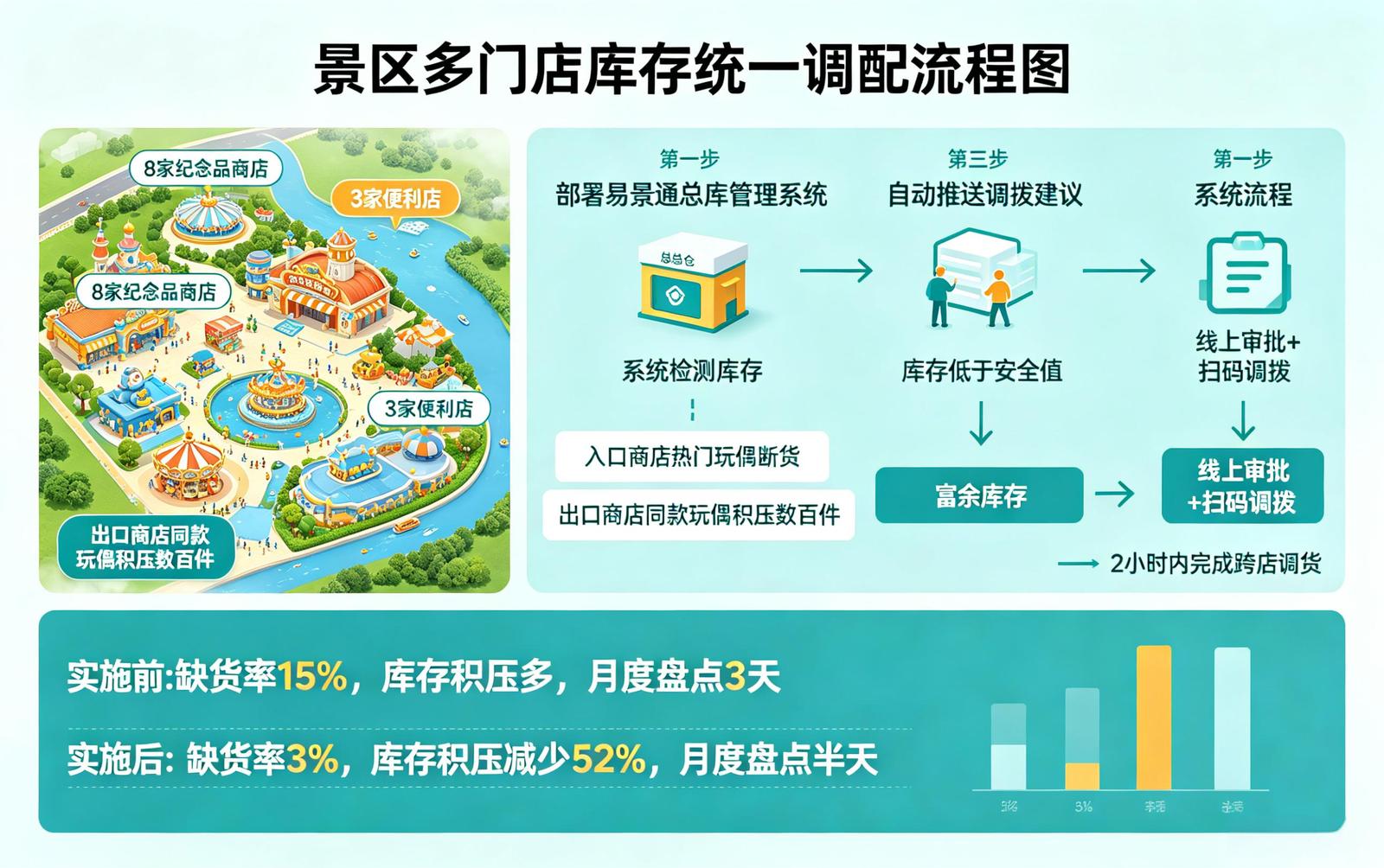 景区总库管理系统应用场景：主题乐园多门店库存统一调配