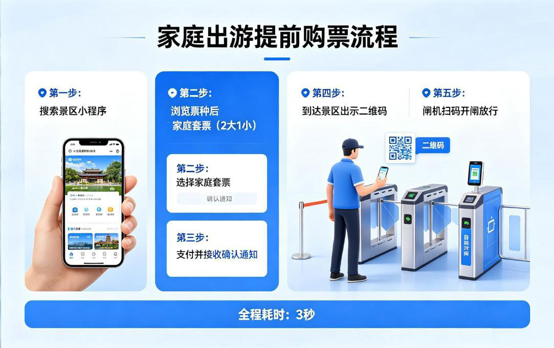 景区微信购票小程序应用场景：家庭出游提前购票
