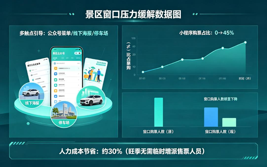 景区微信购票小程序应用场景：降低窗口压力