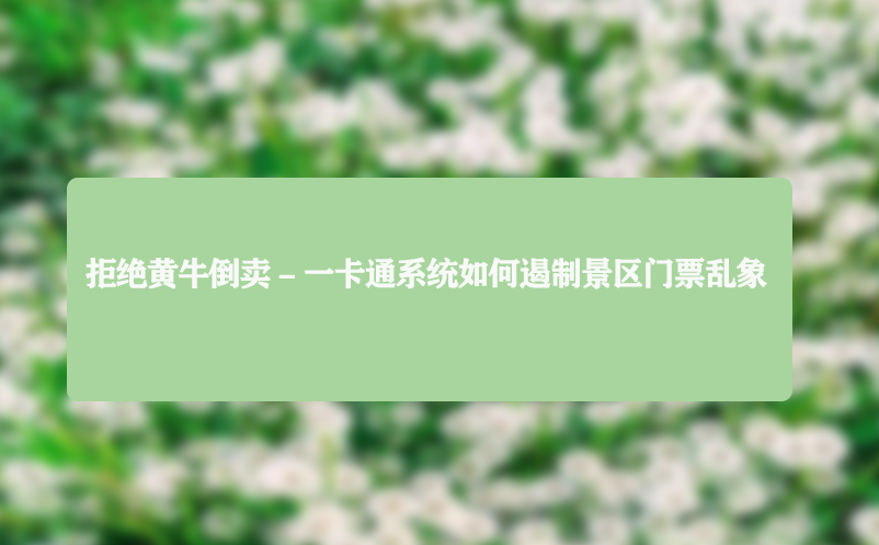拒绝黄牛倒卖 - 一卡通系统如何遏制景区门票乱象