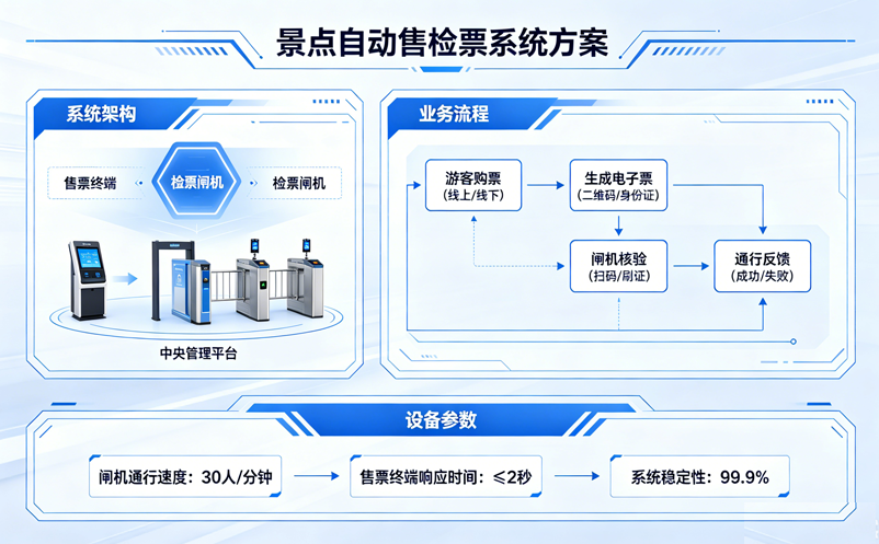 景点自动售检票系统方案：售票+检票全自动化无人值守
