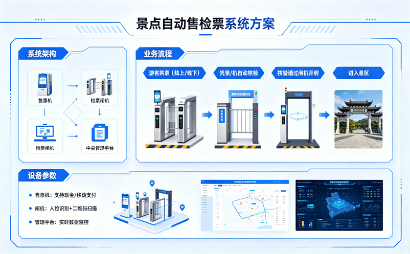 景点自动售检票系统方案：售票+检票全自动化无人值守