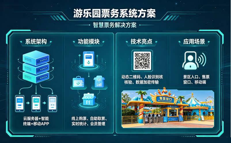 游乐园票务系统方案：多项目套票+快速通道+年卡管理