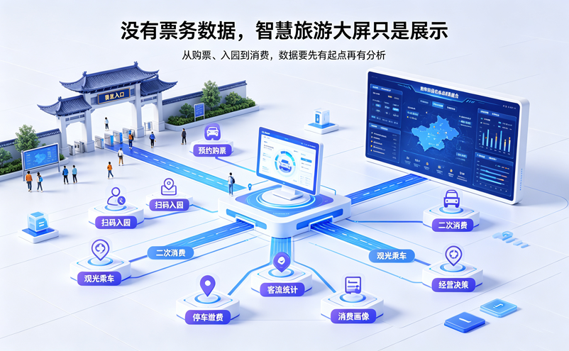 智慧旅游不只是一块大屏,票务管理系统才是游客数据的起点 智慧旅游不只是一块大屏,票务管理系统才是游客数据的起点