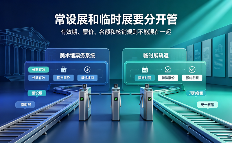 美术馆售票系统如何管理常设展和临时展门票？