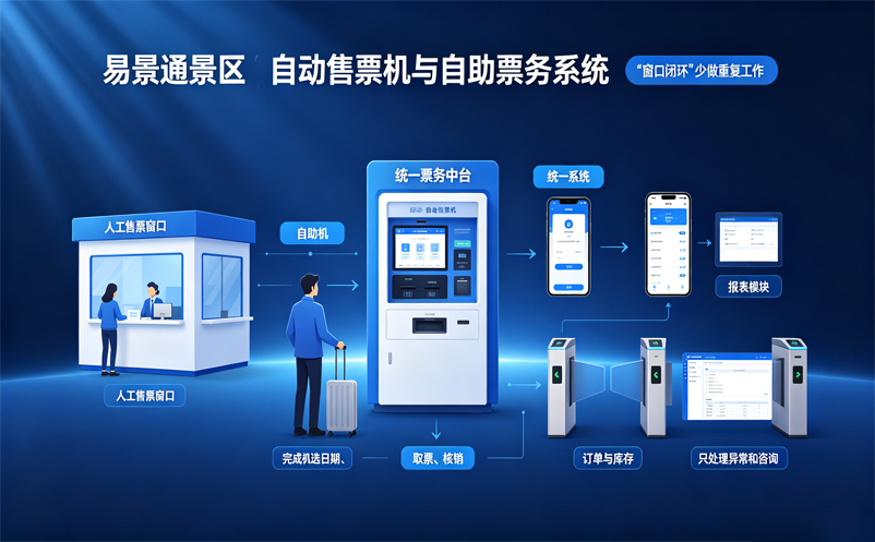 景区自动售票机与自助票务系统：易景通如何减少售票窗口重复性工作