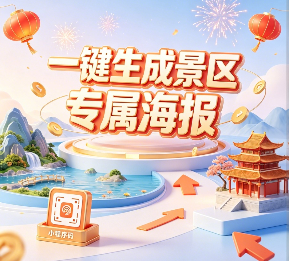 【免费】易景通海报生成器上线：景区一键生成专属海报，节日营销3秒出图