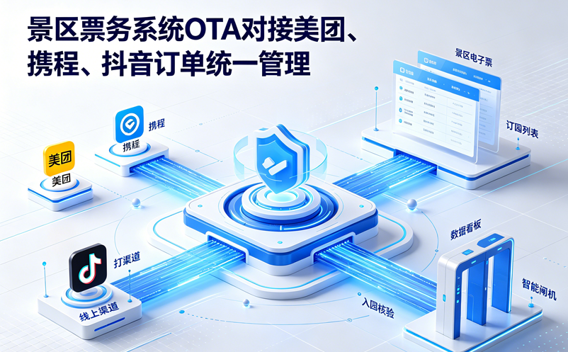 景区票务系统OTA对接美团、携程、抖音订单统一管理 