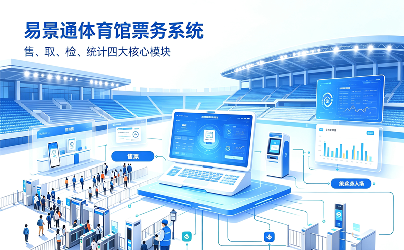 易景通体育馆票务系统：售、取、检、统计四大核心模块 