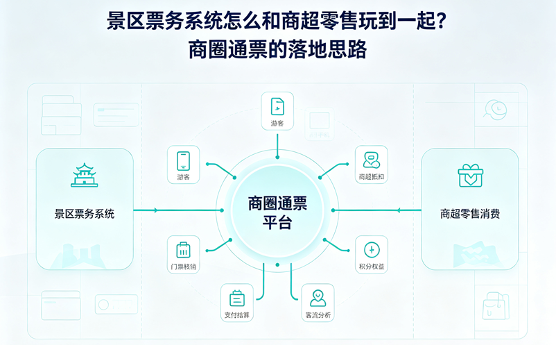景区票务系统怎么和商超零售玩到一起？商圈通票的落地思路